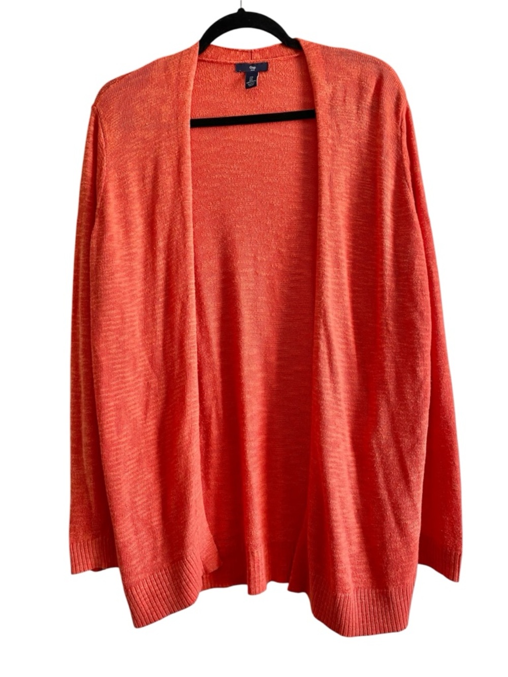 Gap Factory Orange Open Front Cardigan Lightweight Knit Size L